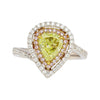 GIA 1,25CT Birnenschliff Fancy Grün Gelb Diamant 18K Tri-Farbiges Gold Bypass Ring