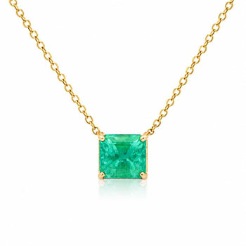 GIA 4.02 Ct Colombian Emerald Solitaire Floating 18K Gold Pendant Necklace – Assay Jewelers
