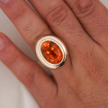 GIA Cert. 11 Carat Oval Citrine Bezel 14K Gold Cocktail Ring – Assay Jewelers