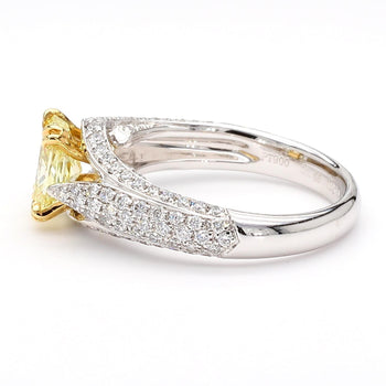GIA Cert. 1.01 Carat Fancy Intense Yellow Radiant Diamond Pave Set Split Ring – Assay Jewelers