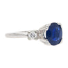 GIA Cert. 1.85 Carat Oval Blue Sapphire & Diamond 14K White Gold 3 Stone Ring