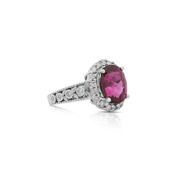 GIA Cert. 5.52 Carat Rubellite and Diamond Halo Filigree Ring – Assay Jewelers