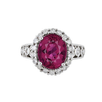 GIA Cert. 5.52 Carat Rubellite and Diamond Halo Filigree Ring – Assay Jewelers