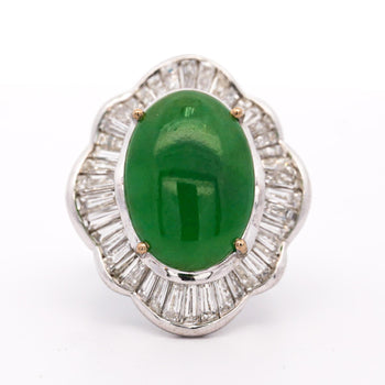 GIA Cert. 8 Carat Burma Jadeite Jade & Diamond 18K White Gold Ballerina Ring – Assay Jewelers