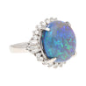 GIA Cert. 8.45 Ct Black Opal &amp; Diamond Halo Platinum Ring