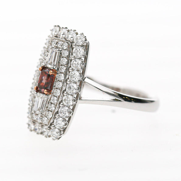 GIA Certified 0.30 Carat Fancy Deep Pink Diamond 18K White Gold Halo Ring