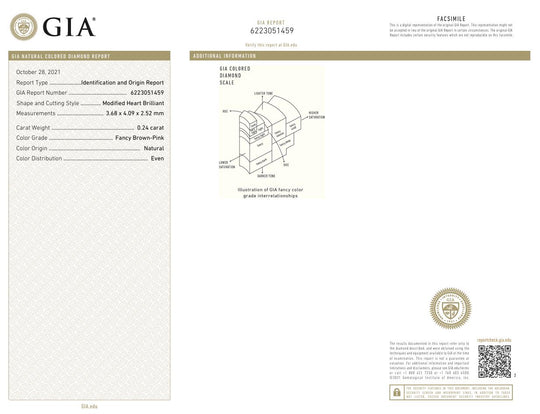 GIA Certified 0.45 Carat Heart Pink Diamond Platinum 18K Rose Gold Stud Earrings