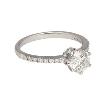 GIA Certified 0.51 Carat Round Cut Diamond 18K White Hidden Halo Engagement Ring – Assay Jewelers