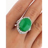 GIA Certified 14.68 Carat Grade A Jadeite Jade Ring with Diamond in 18K Gold