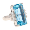 GIA Certified 16.70 Carat Aquamarine and Diamond Vintage Cocktail Ring