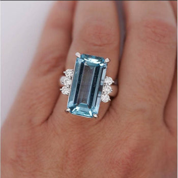 GIA Certified 16.70 Carat Aquamarine and Diamond Vintage Cocktail Ring – Assay Jewelers