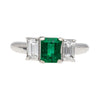 GIA Certified 1.07 Carat Square-Cut Emerald & Diamond 3 Stone Platinum Ring
