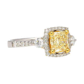 GIA Certified 1.24 Carat Radiant Cut Yellow (Y-Z) Diamond Engagement Ring in 18K White Gold – Assay Jewelers