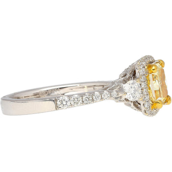 GIA Certified 1.24 Carat Radiant Cut Yellow (Y-Z) Diamond Engagement Ring in 18K White Gold – Assay Jewelers