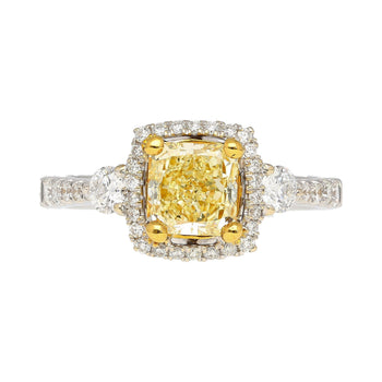 GIA Certified 1.24 Carat Radiant Cut Yellow (Y-Z) Diamond Engagement Ring in 18K White Gold – Assay Jewelers