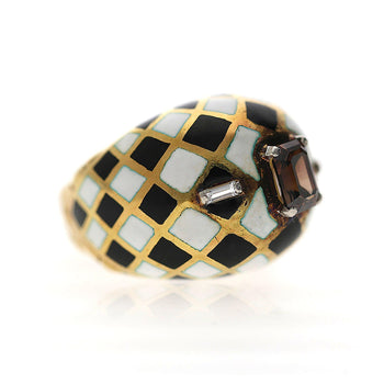 GIA Certified 1.38 Carat Fancy Orangy Brown Diamond Enamel 18K Gold Dome Ring – Assay Jewelers
