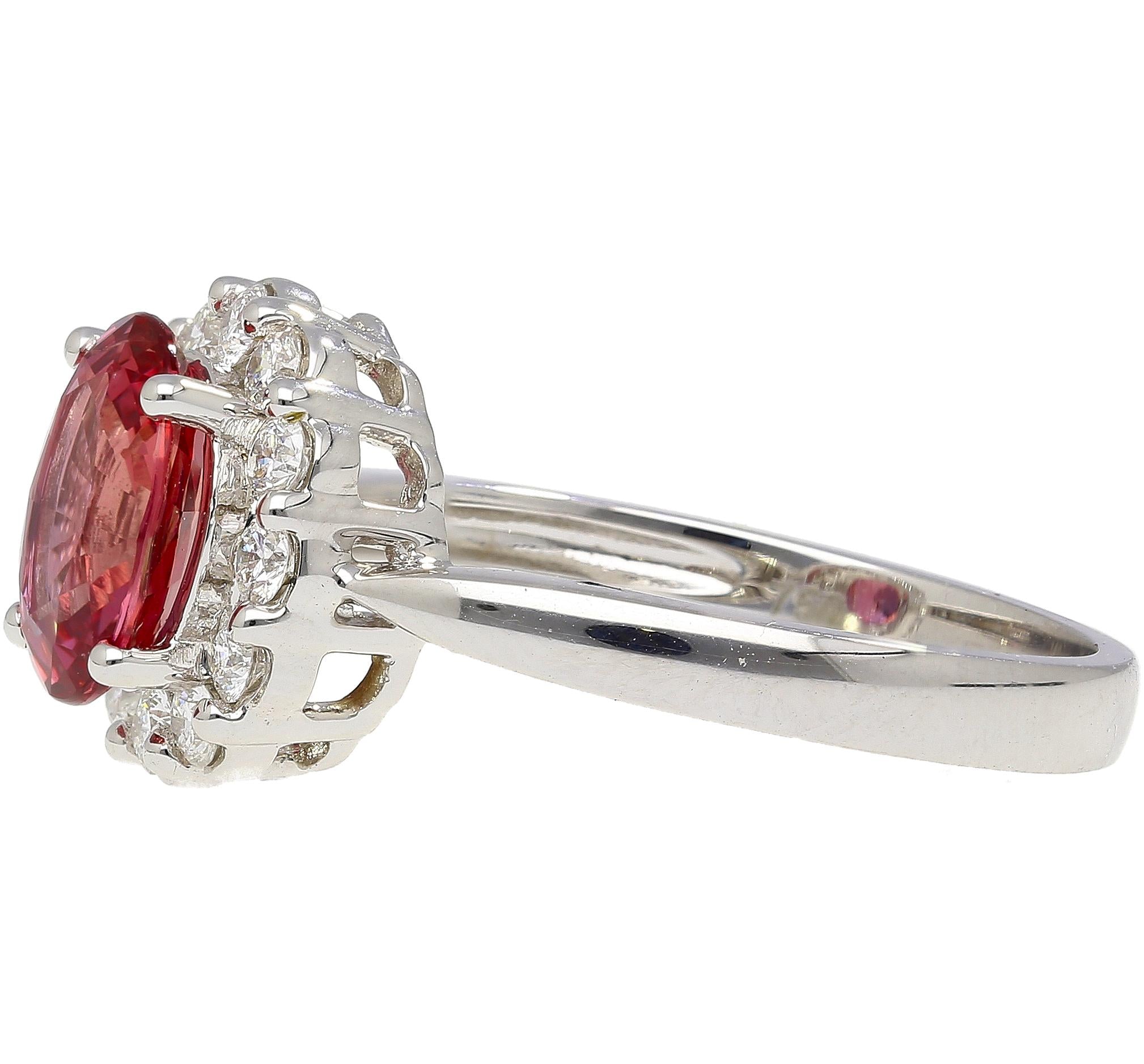 GIA Certified 1.81 Carat No-heat Padparadscha Sapphire & Diamond Ring