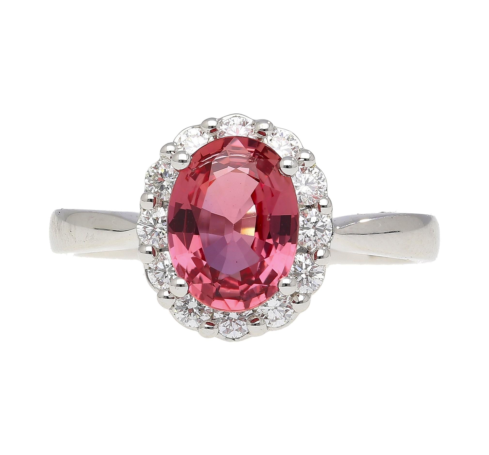 GIA Certified 1.81 Carat No-heat Padparadscha Sapphire & Diamond Ring
