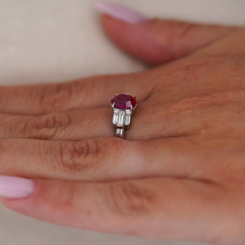 GIA Certified 2 Carat Burma Ruby Pigeon Blood and Diamond Platinum Art Deco Ring – Assay Jewelers