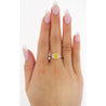 GIA Certified 2 Carat Fancy Vivid Yellow Radiant Cut Diamond 3-Stone Ring With Half Moon Diamond Side Stones