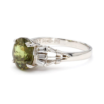 GIA Certified 2.62 Carat Oval Green Alexandrite & Diamond Platinum Vintage Ring – Assay Jewelers