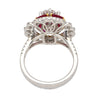 GIA Certified 2.8 Carat Oval Lab Diamond & Ruby Halo Floral 18K Ring