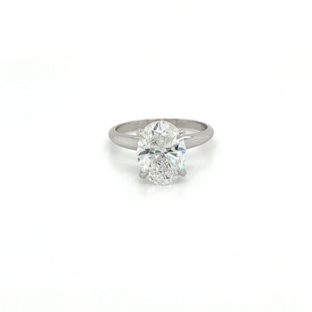 GIA Certified 3 Carat Oval Cut Lab Grown CVD Diamond Solitaire Engagement Ring in 14K White Gold – Assay Jewelers