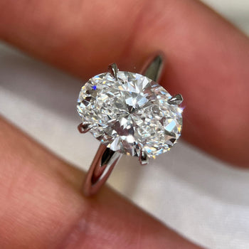 GIA Certified 3 Carat Oval Cut Lab Grown CVD Diamond Solitaire Engagement Ring in 14K White Gold – Assay Jewelers