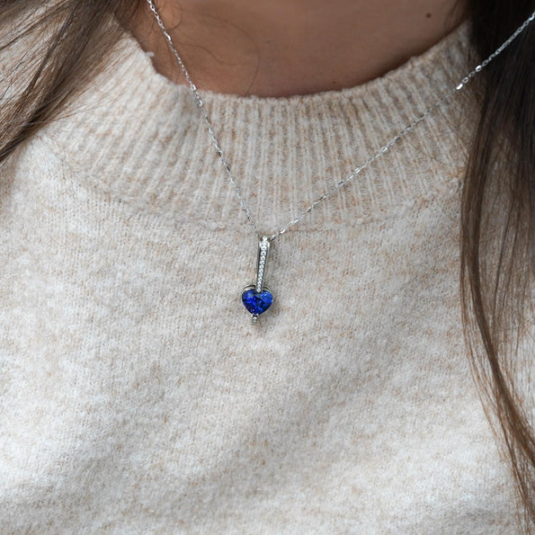 GIA Certified 3.5 Carat Heart Blue Sri Lanka Sapphire Diamond 18K Drop Pendant