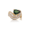 GIA Certified 3.55ct Pear Cut Tsavorite Diamond Cocktail Ring