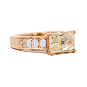 GIA Certified 3.86 Carat Yellow Diamond East West Ring 18K Gold – Assay Jewelers
