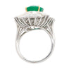 GIA Certified 4 Carat Oval Cut No Oil Emerald and Diamond Halo Cocktail Ring in Platinum Setting