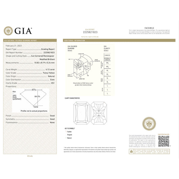 GIA Certified 4.12 Carat Fancy Yellow Radiant Cut Diamond Halo Engagement Ring