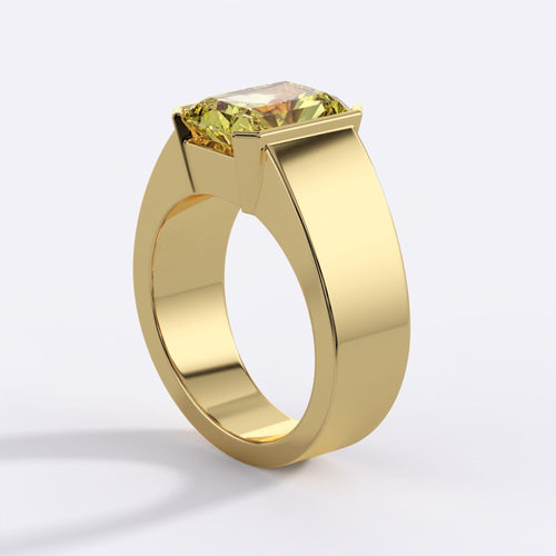 GIA Certified 4.12 Carat Fancy Yellow Radiant Cut Diamond Solitaire Unisex Ring