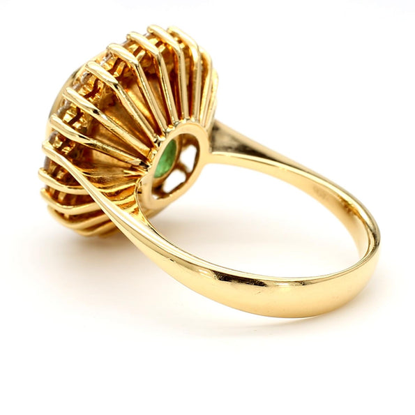 GIA Certified 4.3 Carat Colombian Emerald 18K Gold Button Sunburst Ring