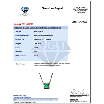 GIA Certified 4.38 Carat Colombian Emerald in 18K Gold Floating Connecting Necklace – Assay Jewelers