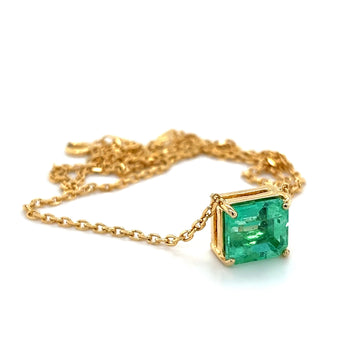 GIA Certified 4.38 Carat Colombian Emerald in 18K Gold Floating Connecting Necklace – Assay Jewelers