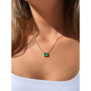 GIA Certified 4.38 Carat Colombian Emerald in 18K Gold Floating Connecting Necklace – Assay Jewelers