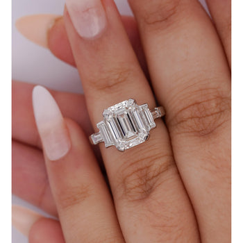 GIA Certified 4.51 Carat Emerald Cut Lab Grown Diamond in Vintage Platinum Ring – Assay Jewelers