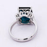 GIA Certified 4.58 Carat Emerald Cut Indicolite Tourmaline Diamond Platinum Ring