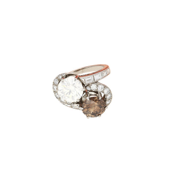 GIA Certified 4.75 Carat TW Fancy Brown and White Diamond Toi Et Moi Bypass Ring in Platinum – Assay Jewelers