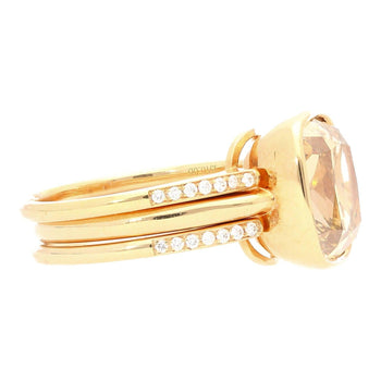 GIA Certified 5.02 Carat Cushion Cut Fancy Brown Yellow Diamond Ring in 18K Rose Gold & Detachable Bands – Assay Jewelers