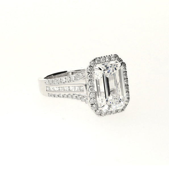 GIA Certified 5.09 Carat D Color VVS2 Clarity Emerald Cut Diamond 18K Ring