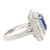 GIA Certified 6 Carat Emerald Cut No Heat Burma Blue Sapphire & Diamond Ring