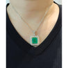 GIA Certified 6.33 Carat Minor Oil Colombian Emerald Necklace in 18K White Gold