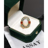 GIA Certified 8 Carat White Opal With Orange Garnet & Aquamarine Halo Ring