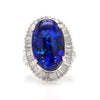 GIA Certified 8.69 Carat Cabochon Black Opal & Diamond in Platinum Cocktail Ring