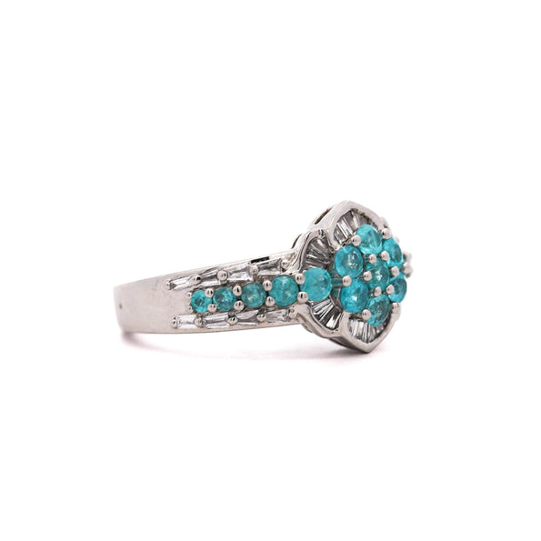 GIA Certified Brazilian Paraiba Tourmaline Cluster Ring