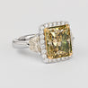 GIA Certified Fancy Brownish Greenish Yellow Diamond Stud Earrings & Ring Set
