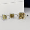 GIA Certified Fancy Brownish Greenish Yellow Diamond Stud Earrings & Ring Set